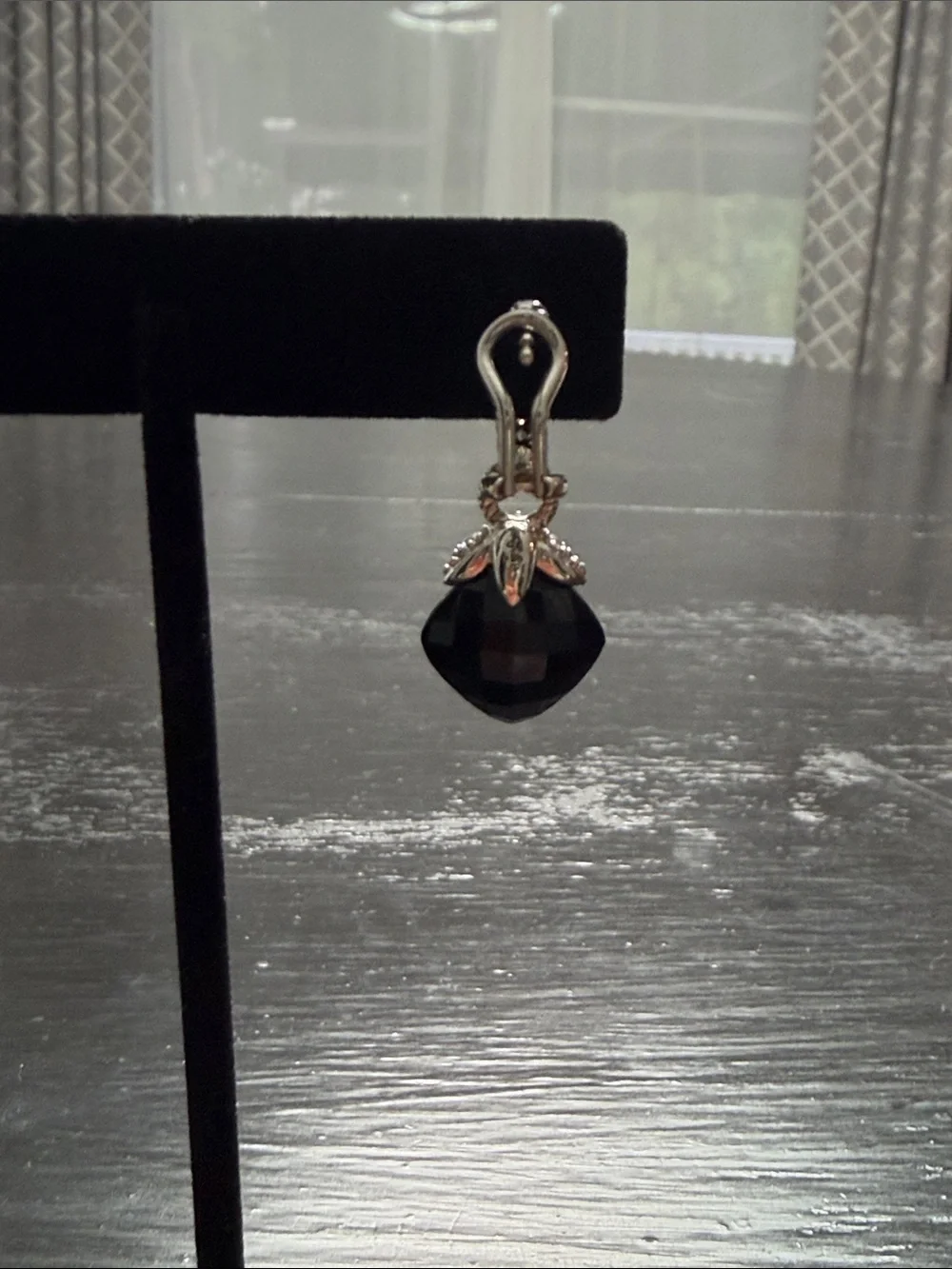 Judith Ripka pierced 925 silver Elegant Black Crystal Drop Earrings